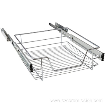 Telescopic Dish Storage Drawer Pull Out Wire Basket